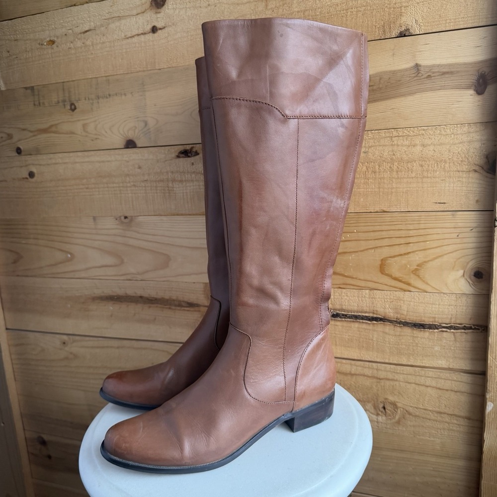 Corso Como Tall Riding Boots Equestrian Brown‎ Leather Zip Knee High 10m *Marks*